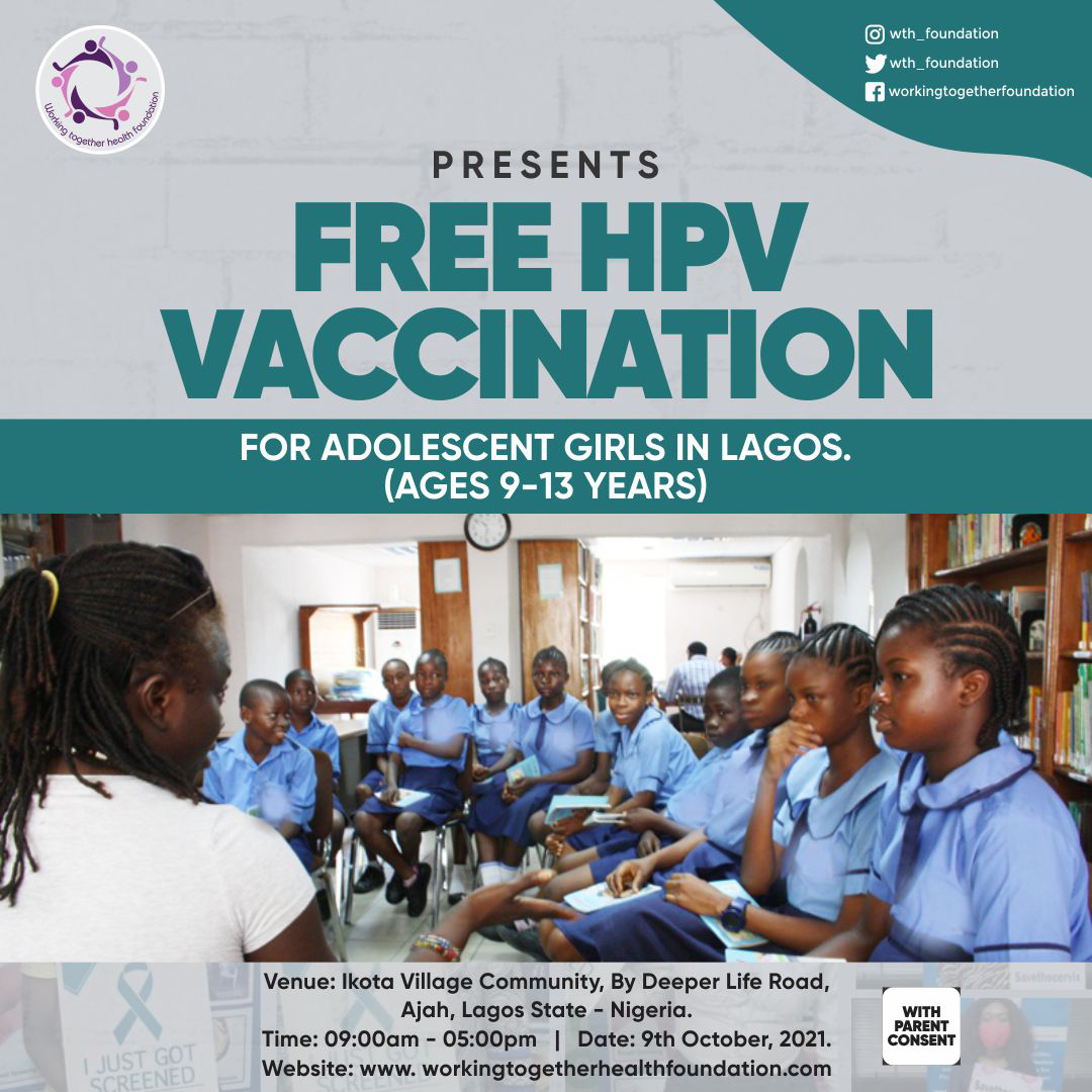 FREE HPV VACCINATION FOR ADOLESCENT GIRLS IN LAGOS (Ages 9-13), Ajah, Ikota